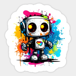 Cute cartoon Robot. Funny cyborg. Sticker